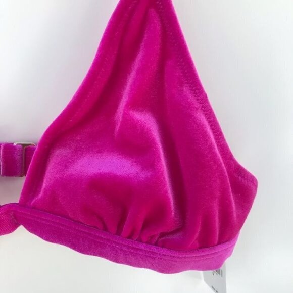 Express NWT Fuchsia Velvet Triangle Bikini Top, Size S - Picture 6 of 11